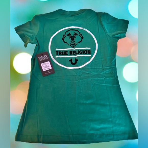 True Religion Women LOGO TEE Green XS NWT - Picture 6 of 8